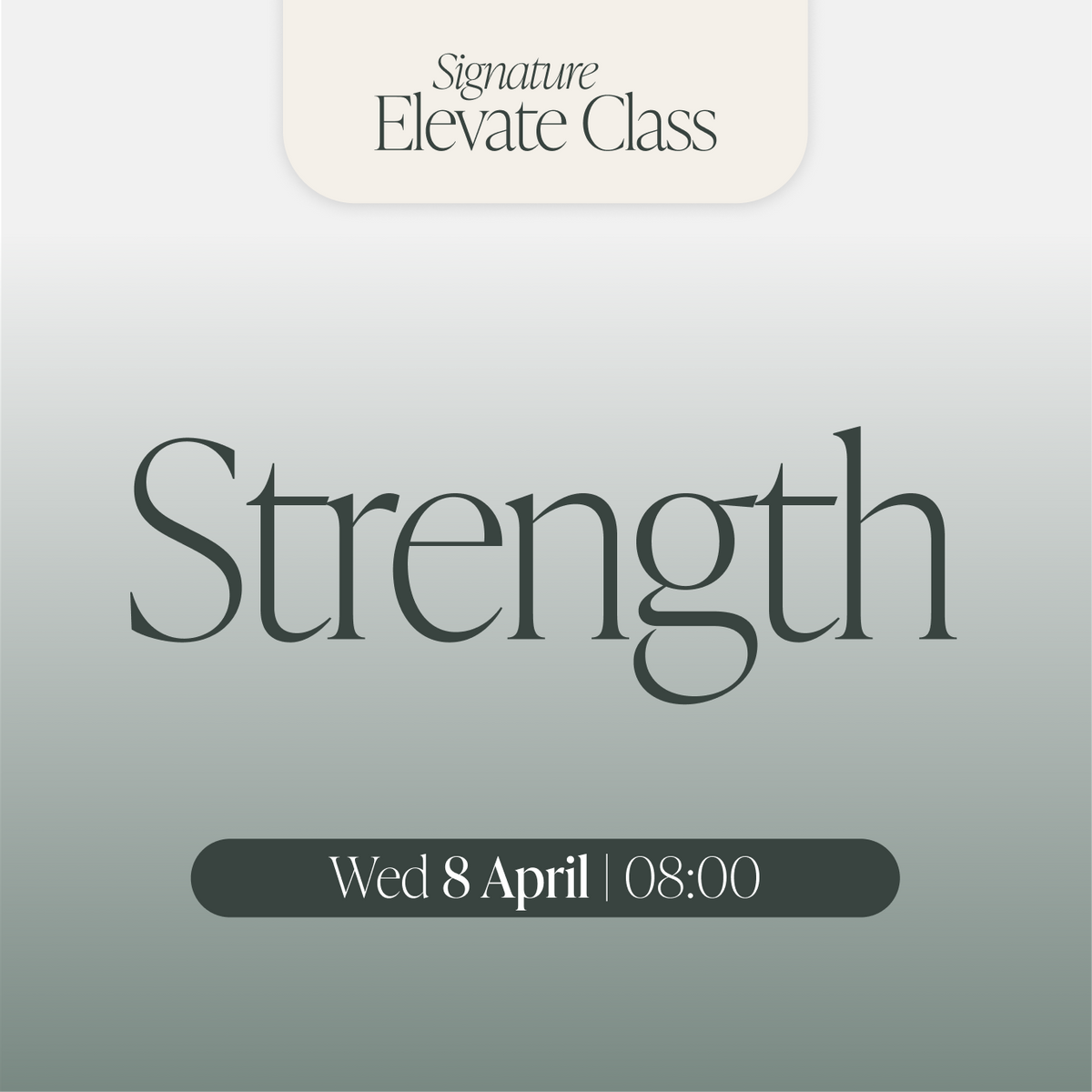 Wed 8 April | 8:00 | Strength